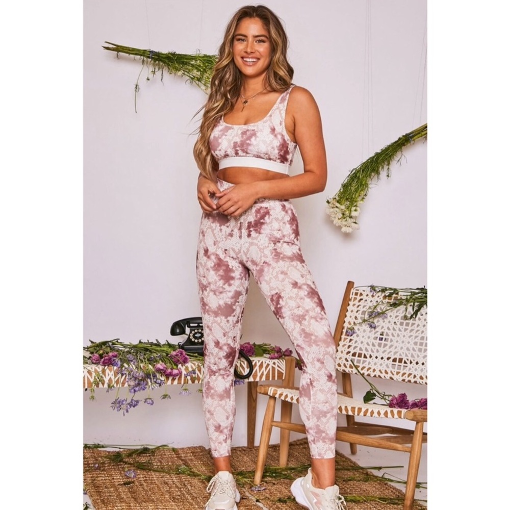 Pink Snake-Skin Print Workout Set